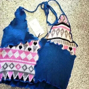 CIDER KNITTED HALTER TOP  SIZE MED